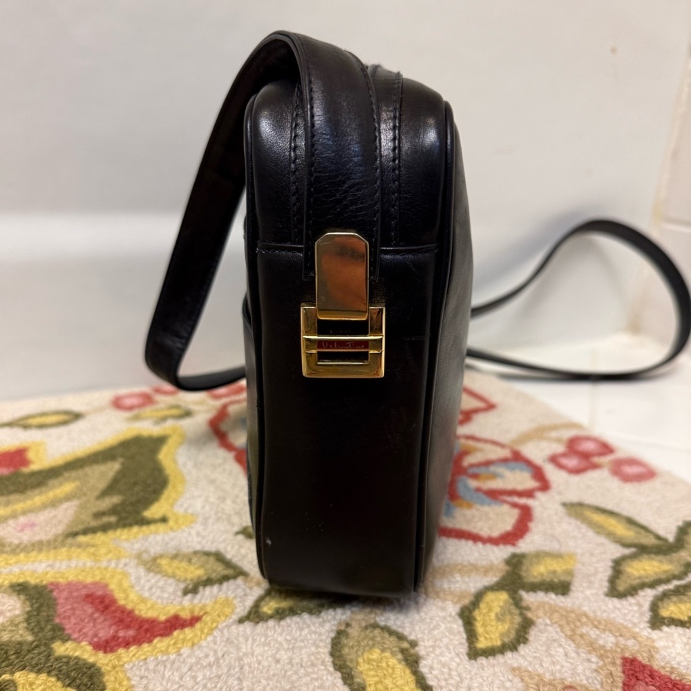 MARIO VALENTINO Unisex Rare Vintage Black Leather Satchel Crossbody - Picture 16 of 16